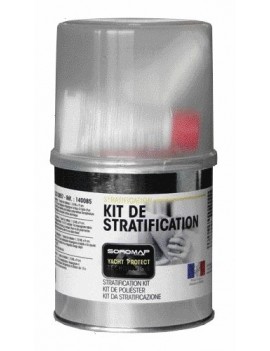 Kit de réparation polyester 400g + tissus 0.20m²