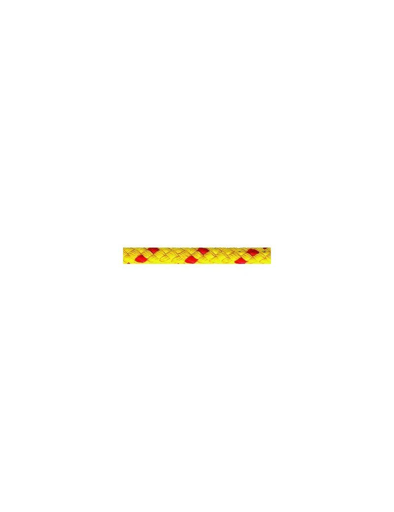 Bout de remorquage polypropylène flottant Ø8mm fond jaune/fils rouge Bout de remorquage polypropylène flottant Ø8mm fond jaune/fils rouge