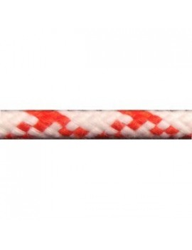 Ecoute polyester 16F Touché coton Ø10mm - blanc/fils rouge