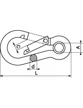 Mousqueton à oeil inox Ø6X60mm