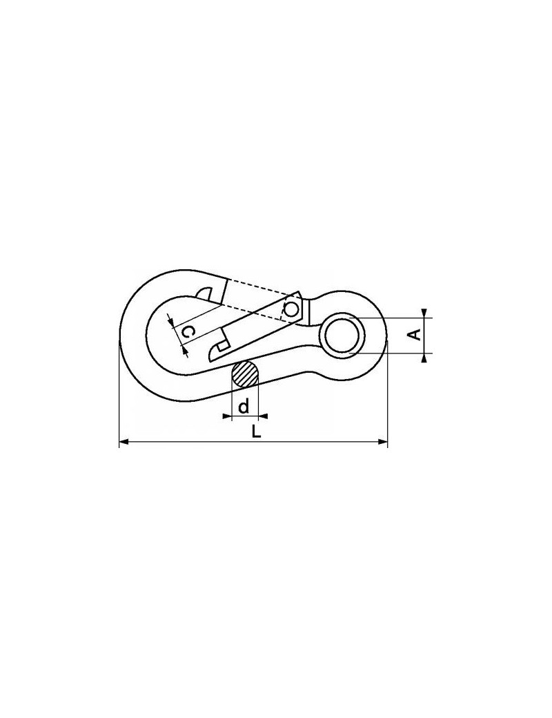 Mousqueton à oeil inox Ø6X60mm Mousqueton à oeil inox Ø6X60mm