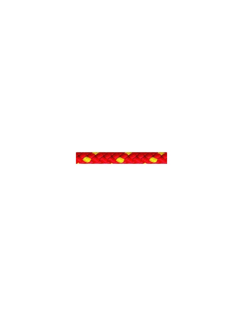 Bout de remorquage polypropylène flottant Ø8mm fond rouge fils jaune Bout de remorquage polypropylène flottant Ø8mm fond rouge fils jaune